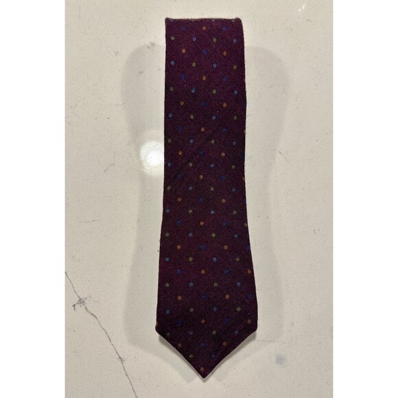 Ted Baker 100% Wool Polka Dot Knit Necktie in Purple - Picture 1 of 5